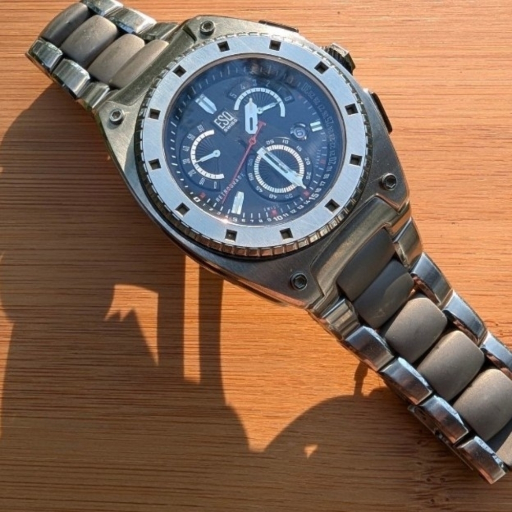 Movado Men's Silver-Tone Stainless Steel Chronograph Watch with Black Dial